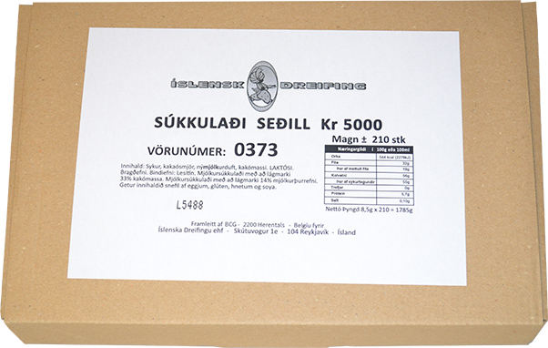 Súkkulaði Seðill  Kr 5000  vörunr. 0373